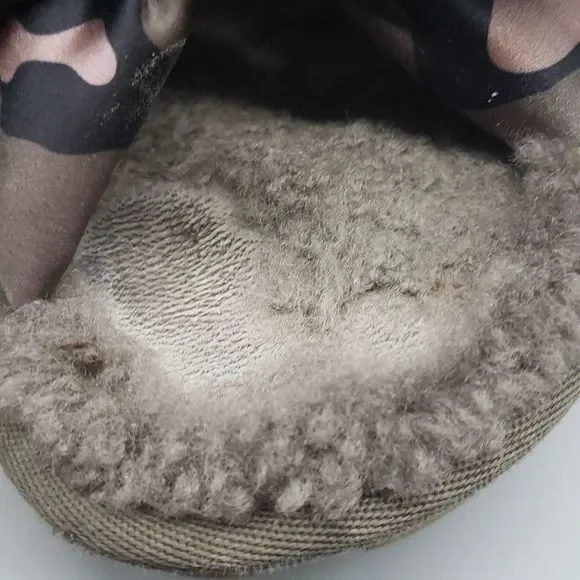 UGG LEOPARD LUSHETTE SLIDE SHEARLING SATIN PUFFER SANDALS - Picture 7 of 9